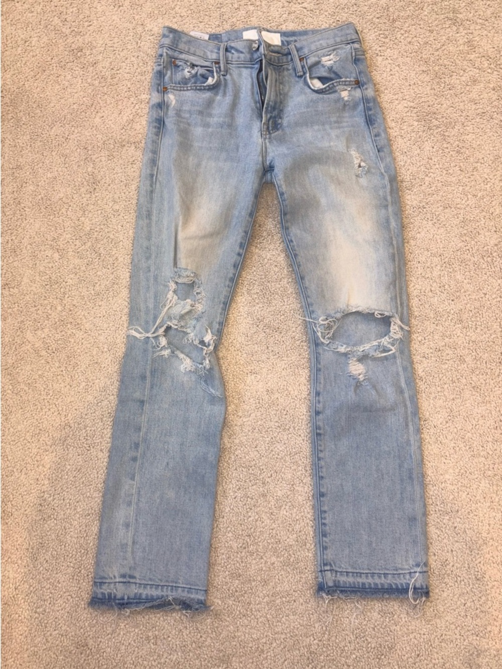 MOTHER Light Blue Distressed Jeans